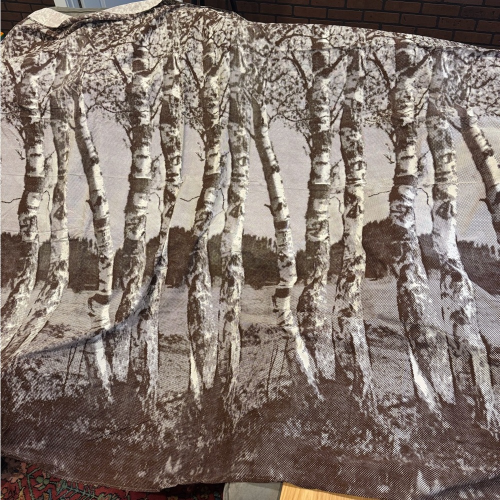 Brown and White Tree Patterned Blanket